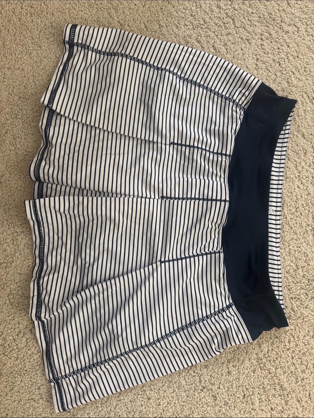 Kyodan Navy and White Striped Skater Skirt